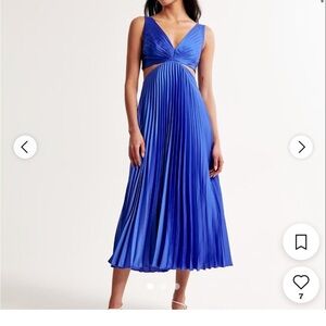 Abercrombie & Fitch Pleated Cut-Out Midi Dress